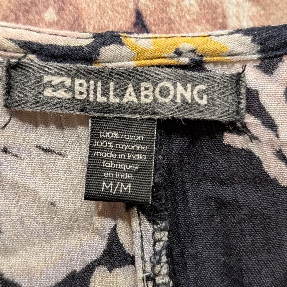 🧨🧨Billabong Tunic Floral Blue White Blouse Size Medium - Picture 6 of 10